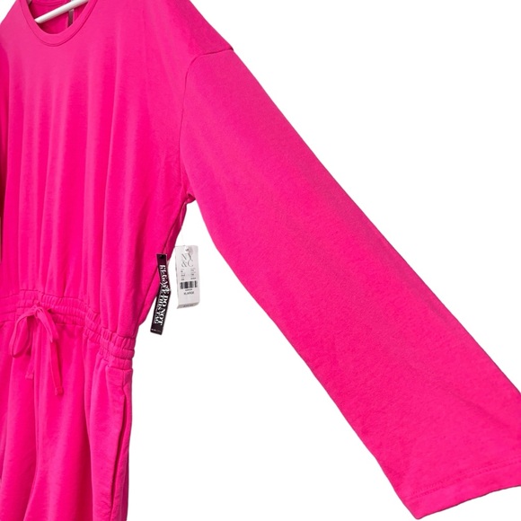NY&C Bright Pink Long Sleeve Heavyweight Stretch Waist Romper Womens Size XL NWT - Picture 4 of 13